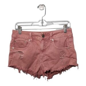 American Eagle‎ Stretch Raw Hem Destructed Faded Mauve Shorts Sz 6